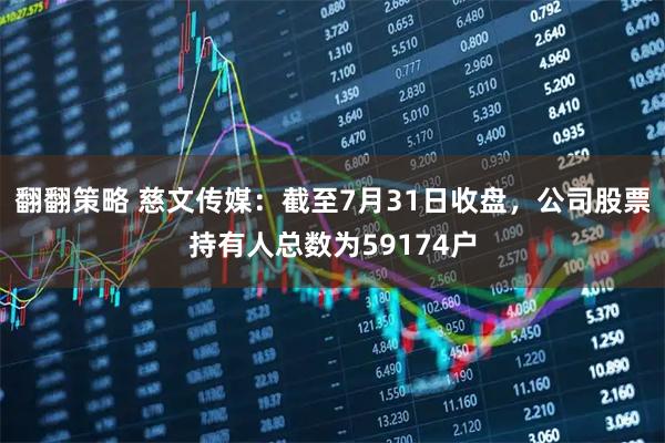 翻翻策略 慈文传媒：截至7月31日收盘，公司股票持有人总数为59174户