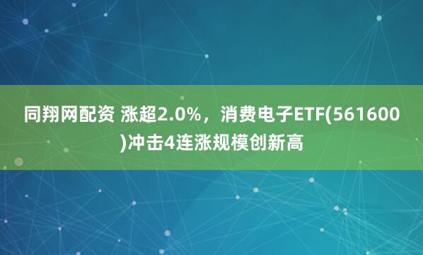 同翔网配资 涨超2.0%，消费电子ETF(561600)冲击4连涨规模创新高
