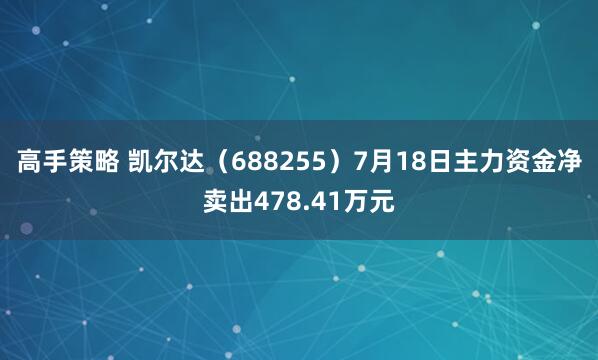 高手策略 凯尔达（688255）7月18日主力资金净卖出478.41万元